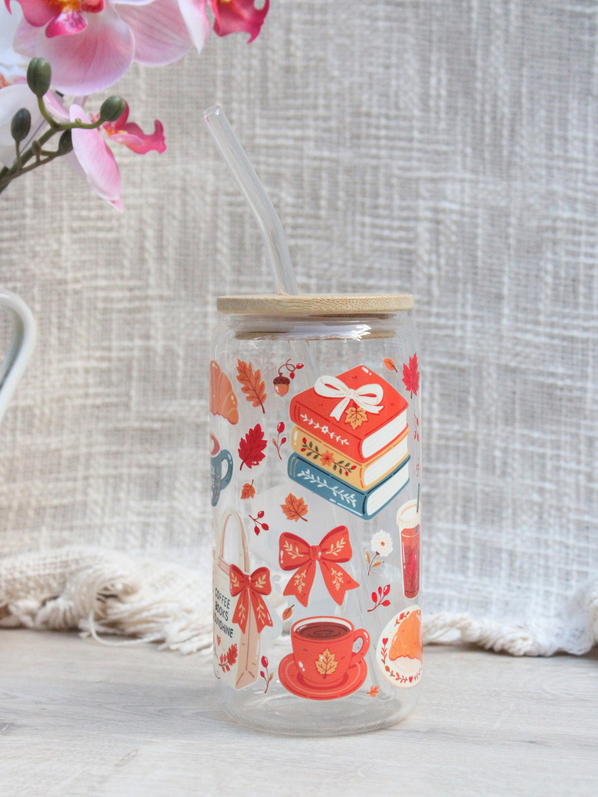 “Pumpkin Spice Pages” Glass Cup