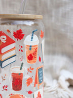“Pumpkin Spice Pages” Glass Cup