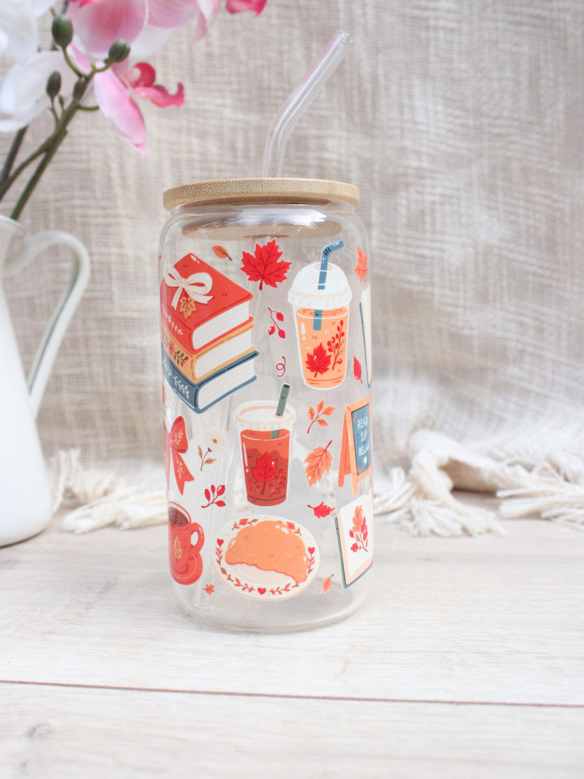 “Pumpkin Spice Pages” Glass Cup