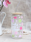 “Blooming Bookworm” Glass Cup