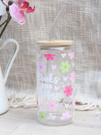 “Blooming Bookworm” Glass Cup