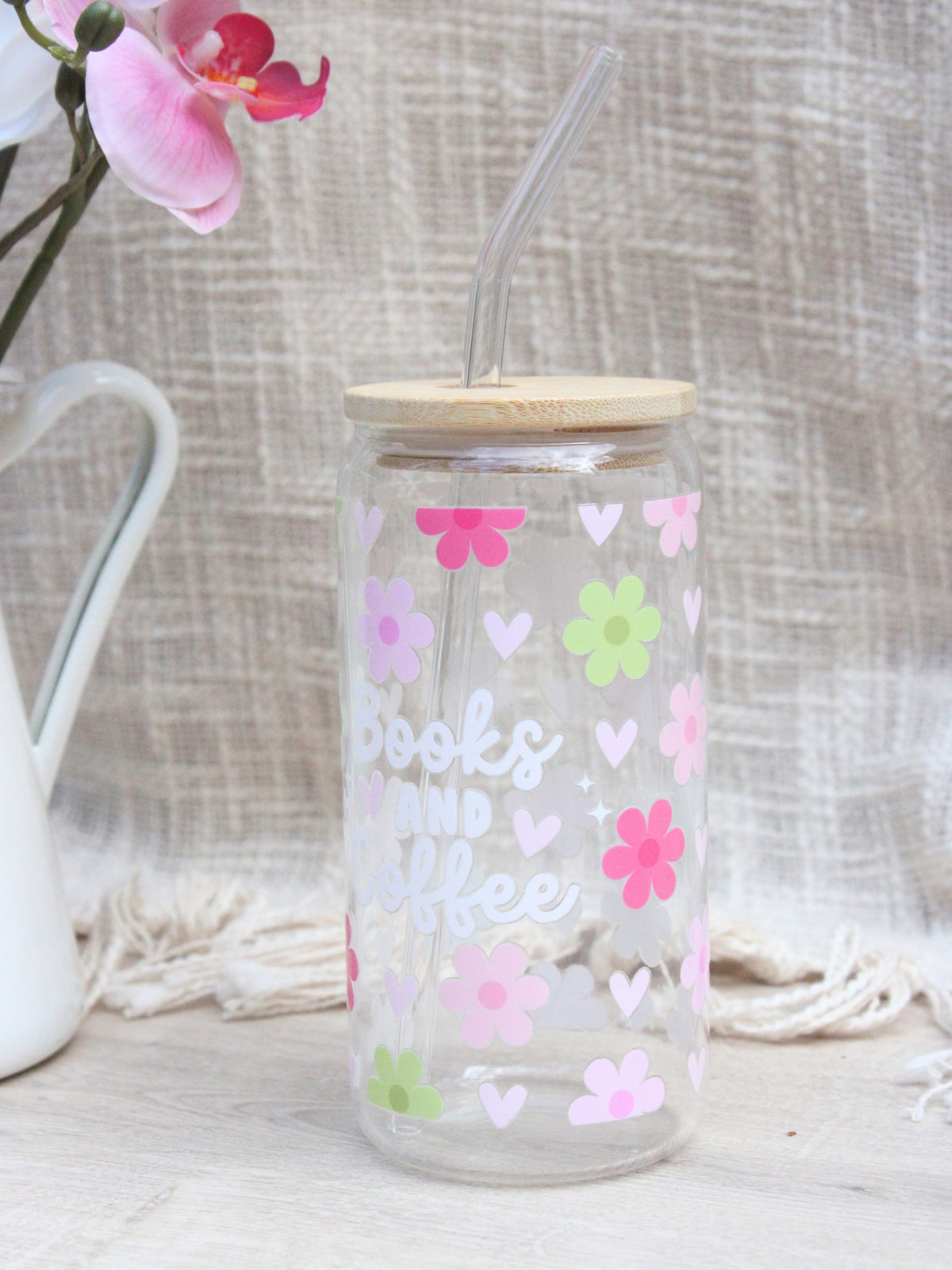 “Blooming Bookworm” Glass Cup