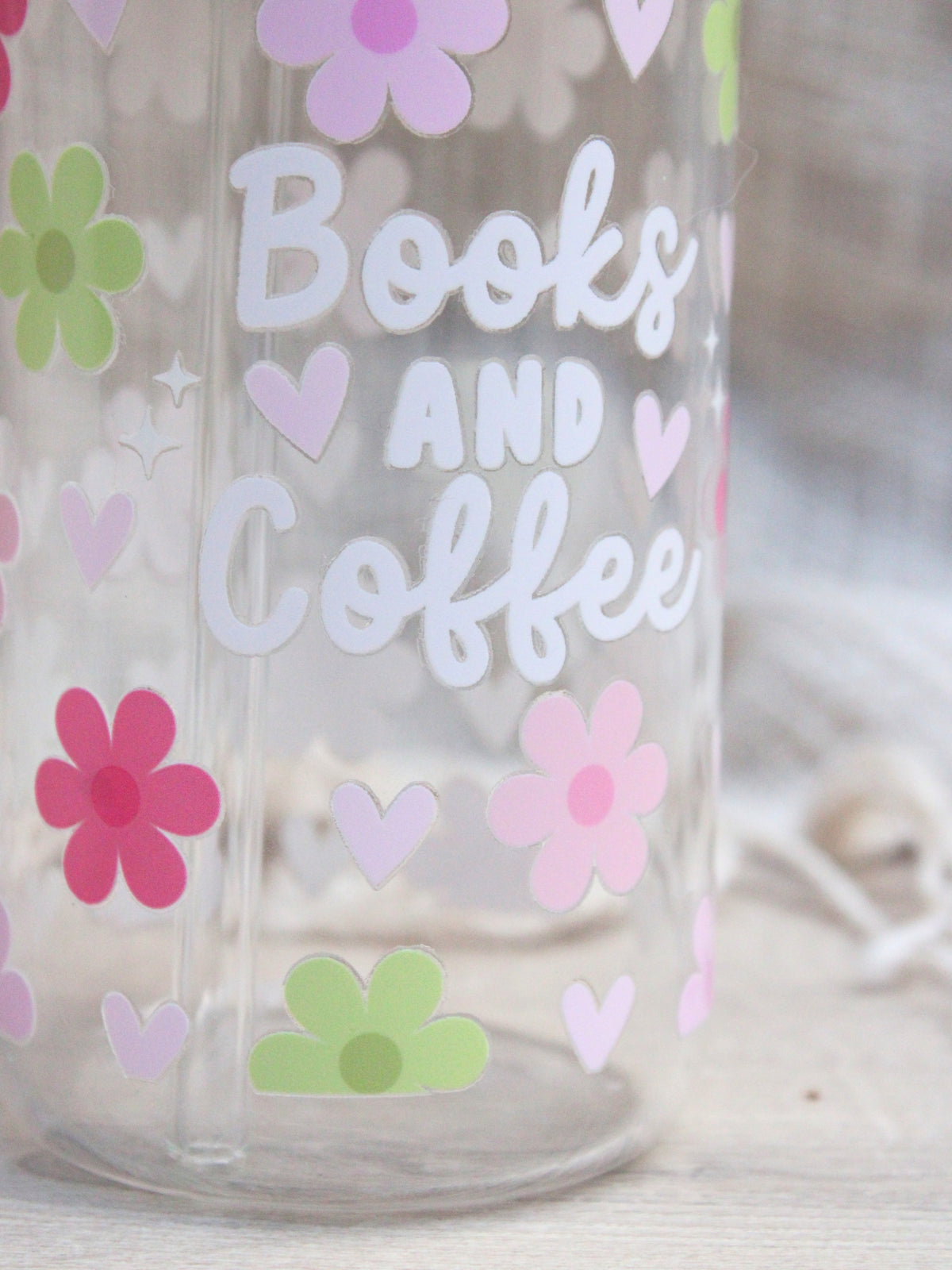 “Blooming Bookworm” Glass Cup