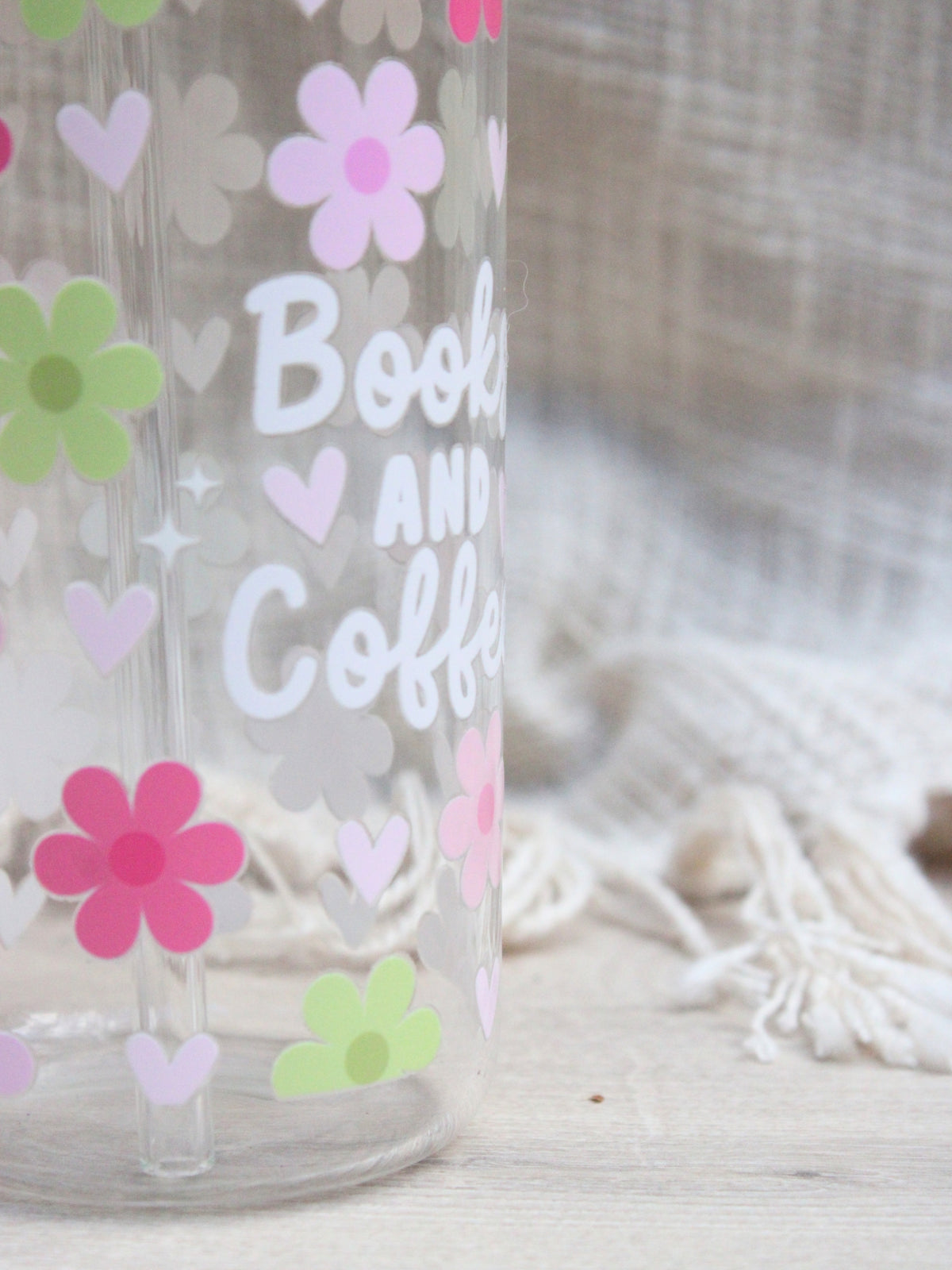 “Blooming Bookworm” Glass Cup